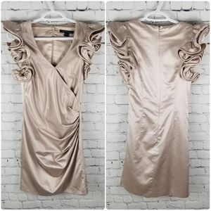 FRENCH CONNECTION | satin ruffle ruched dress